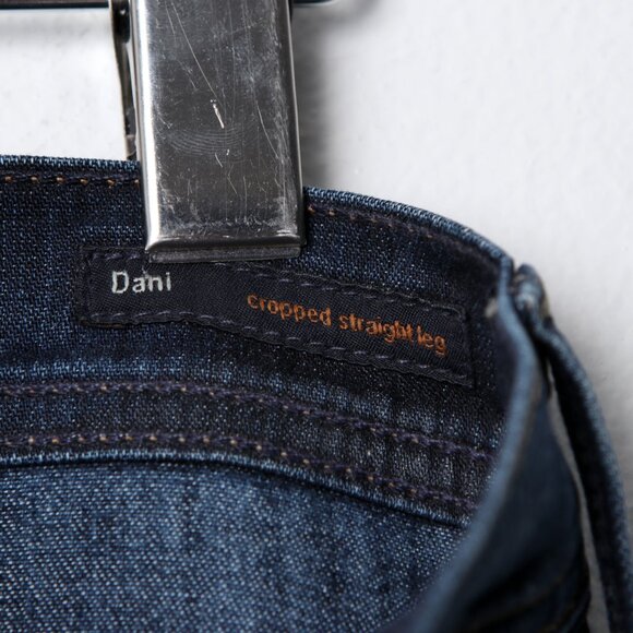 COH Citizens of Humanity DANI Cropped Straight Leg Jeans Raw Hem Dark Blue Denim - Picture 9 of 13
